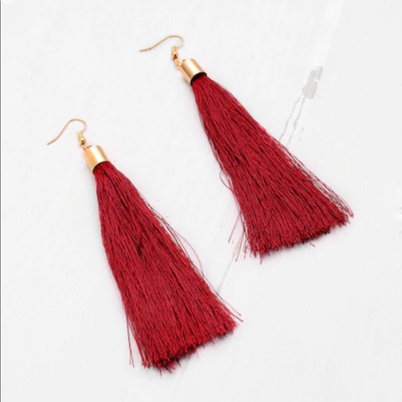 Urban Outfitters Jewelry - LAST SET SALE Red + Gold Fringe Tassel Earrings